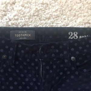 J Crew Toothpick Ankle Polka Dot Velvet Jean. (28)